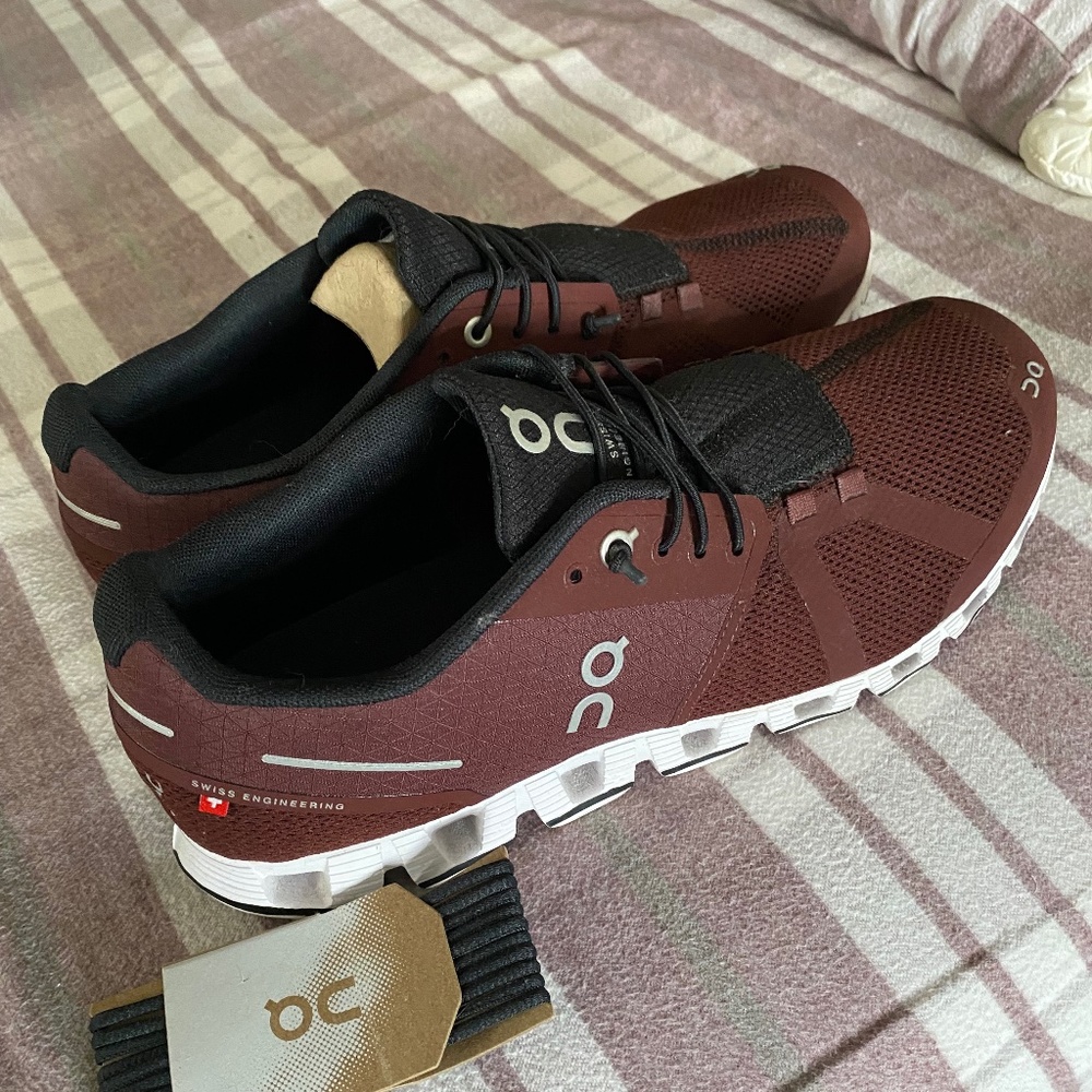 On tennis shoes.